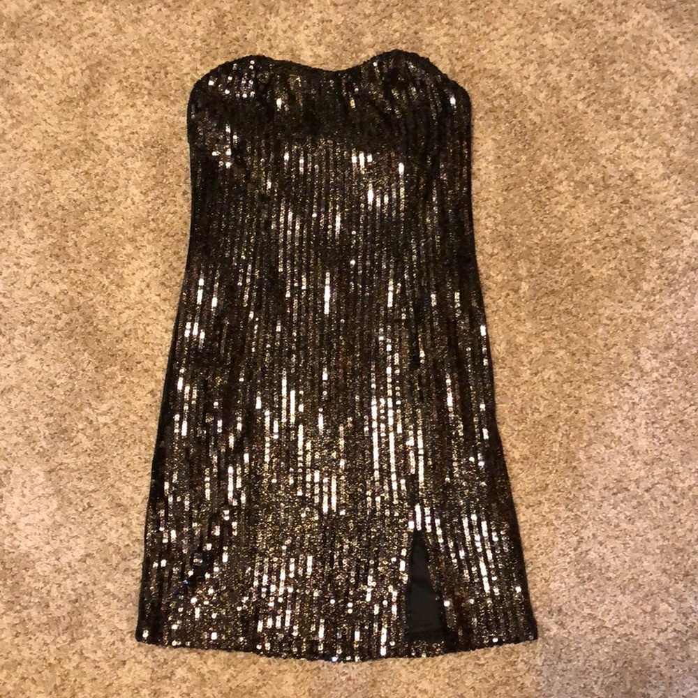 Strapless sequin dress